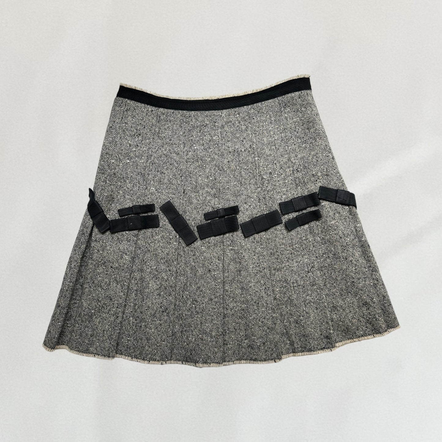 Moschino tweed pleated skirt with bow details