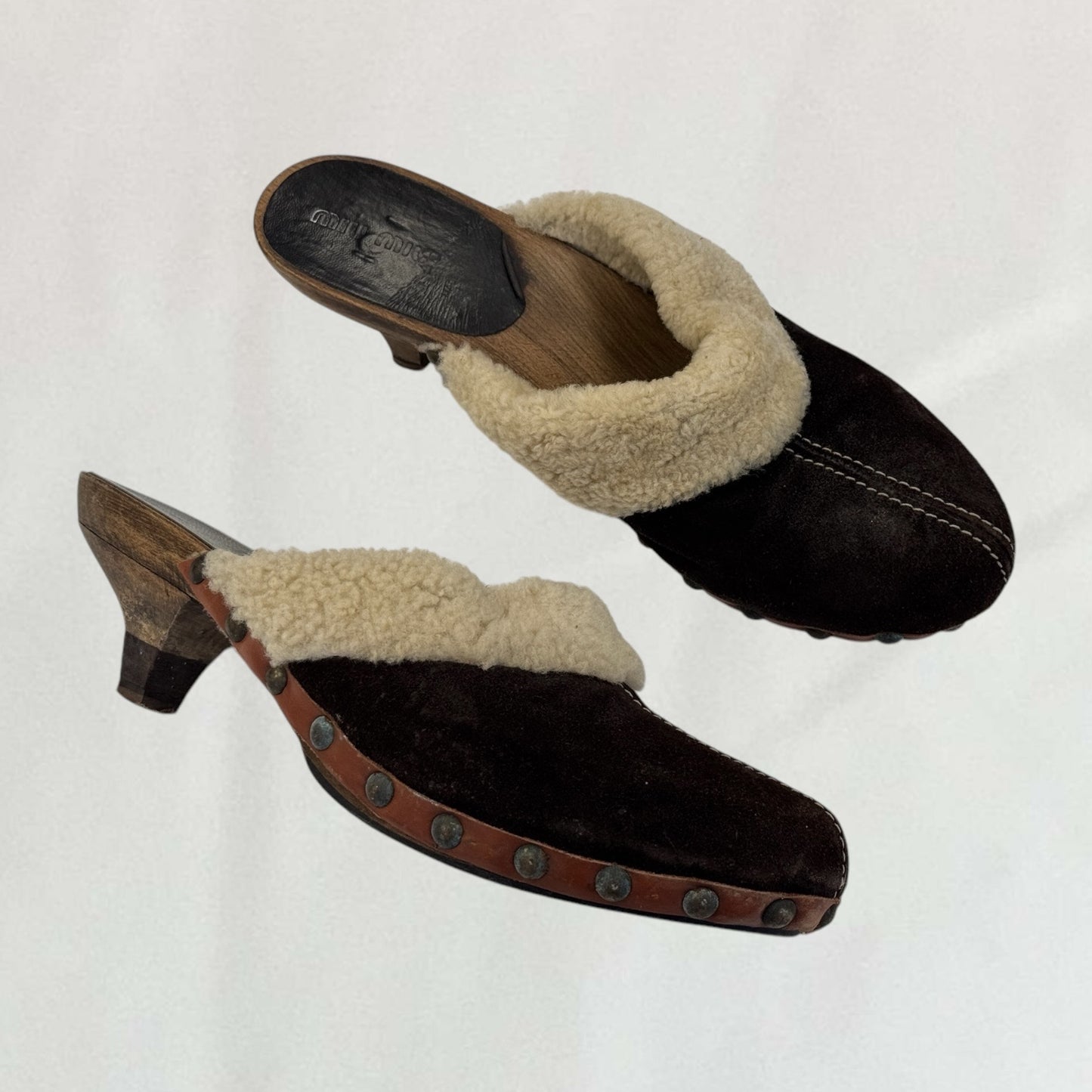 Miu Miu shearling clogs