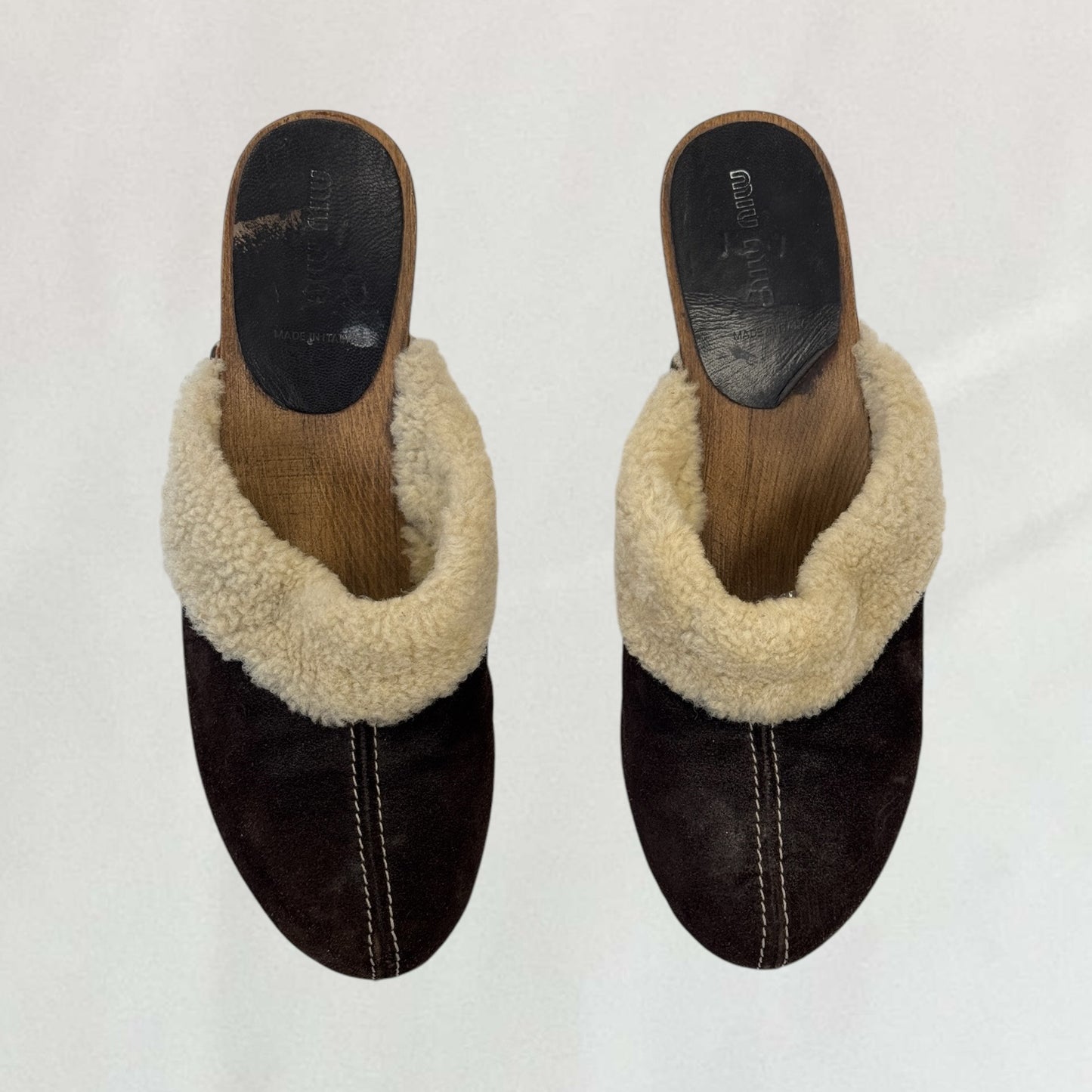 Miu Miu shearling clogs