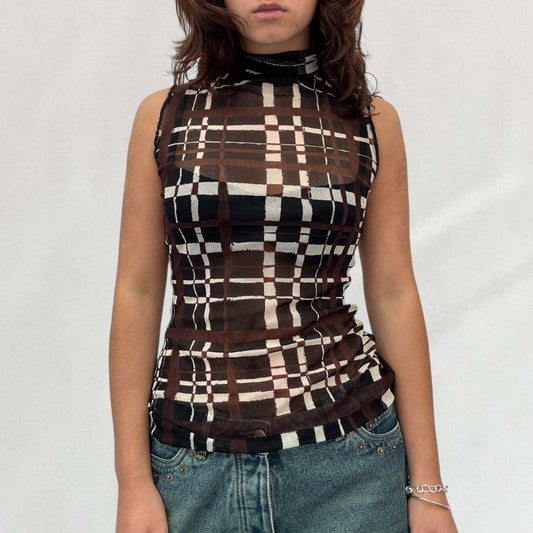 Jean-Paul Gaultier plaid mesh top