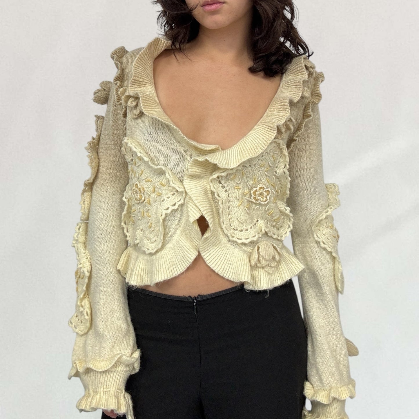 Roberto Cavalli ruffled cardigan