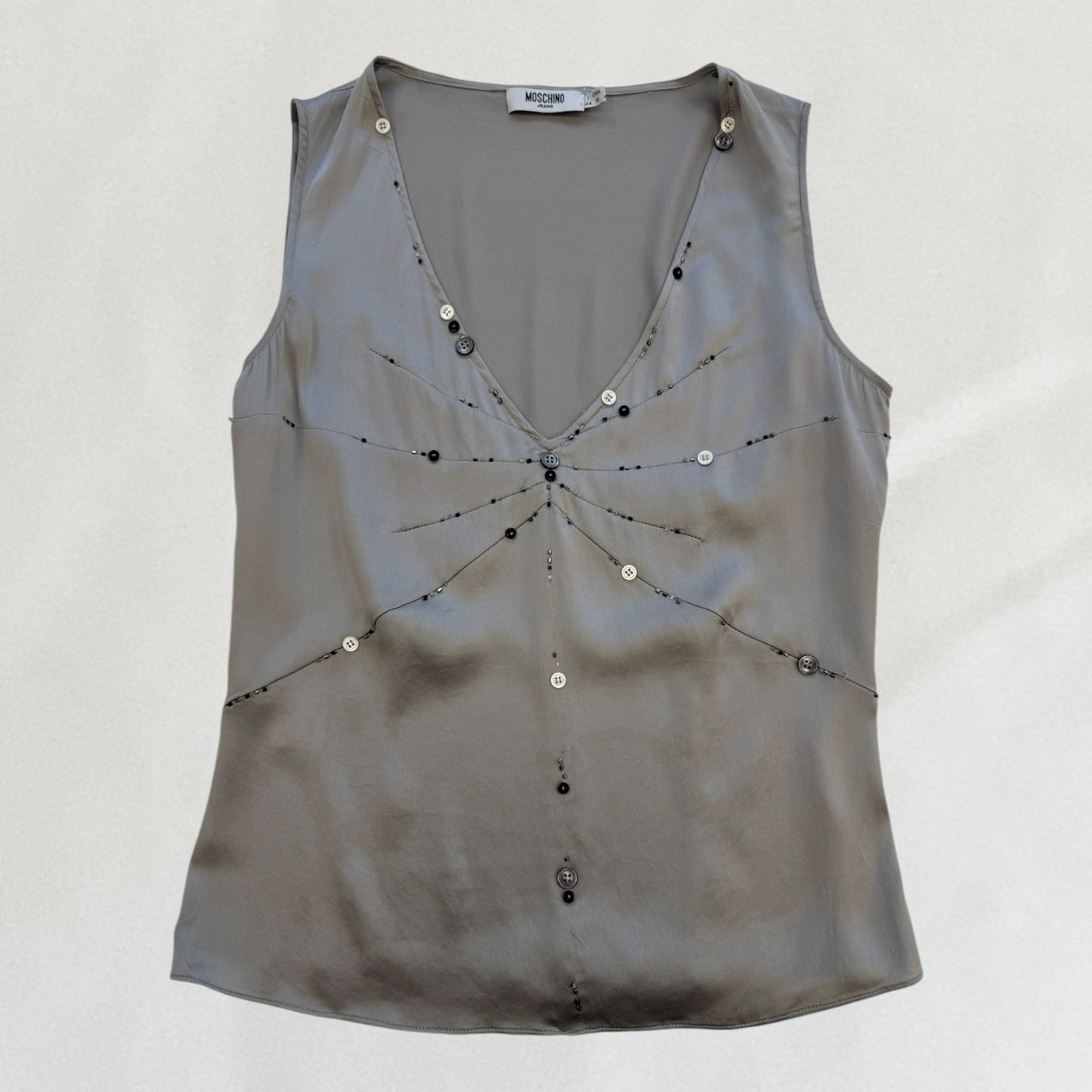 Moschino satin button detail vest