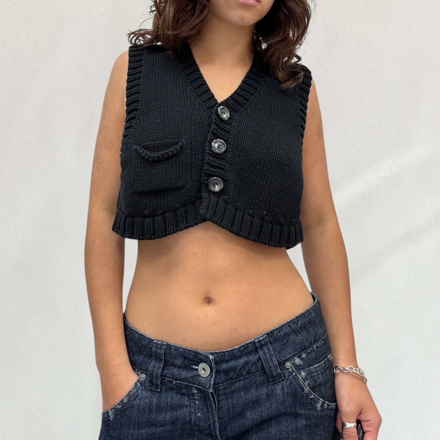 Cop Copine knitted cropped waistcoat