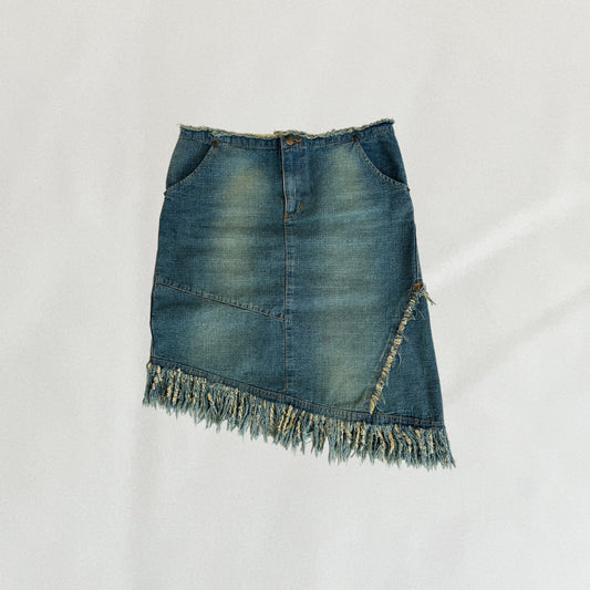 Roberto Cavalli asymmetric denim skirt